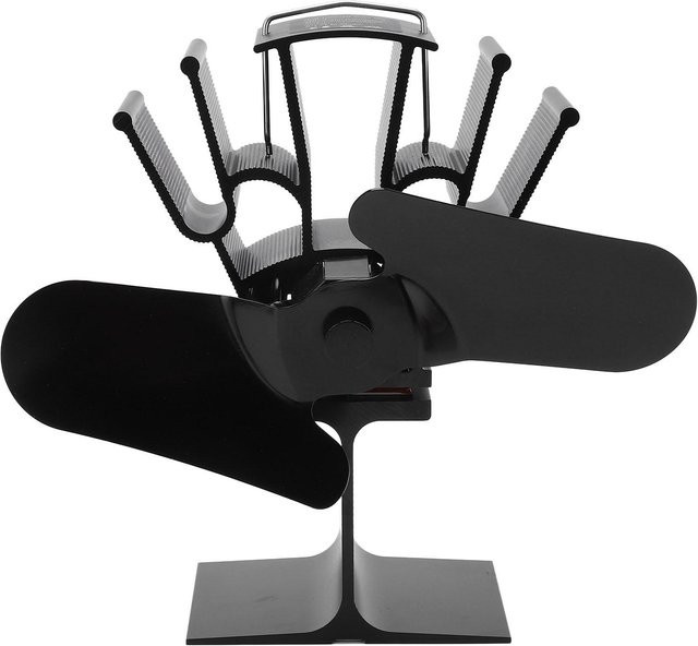 Neoglint 2-Flügel-Holzofenventilator aus Aluminium in Schwarz, geräuscharm mit 1200 U/min - Bild 1