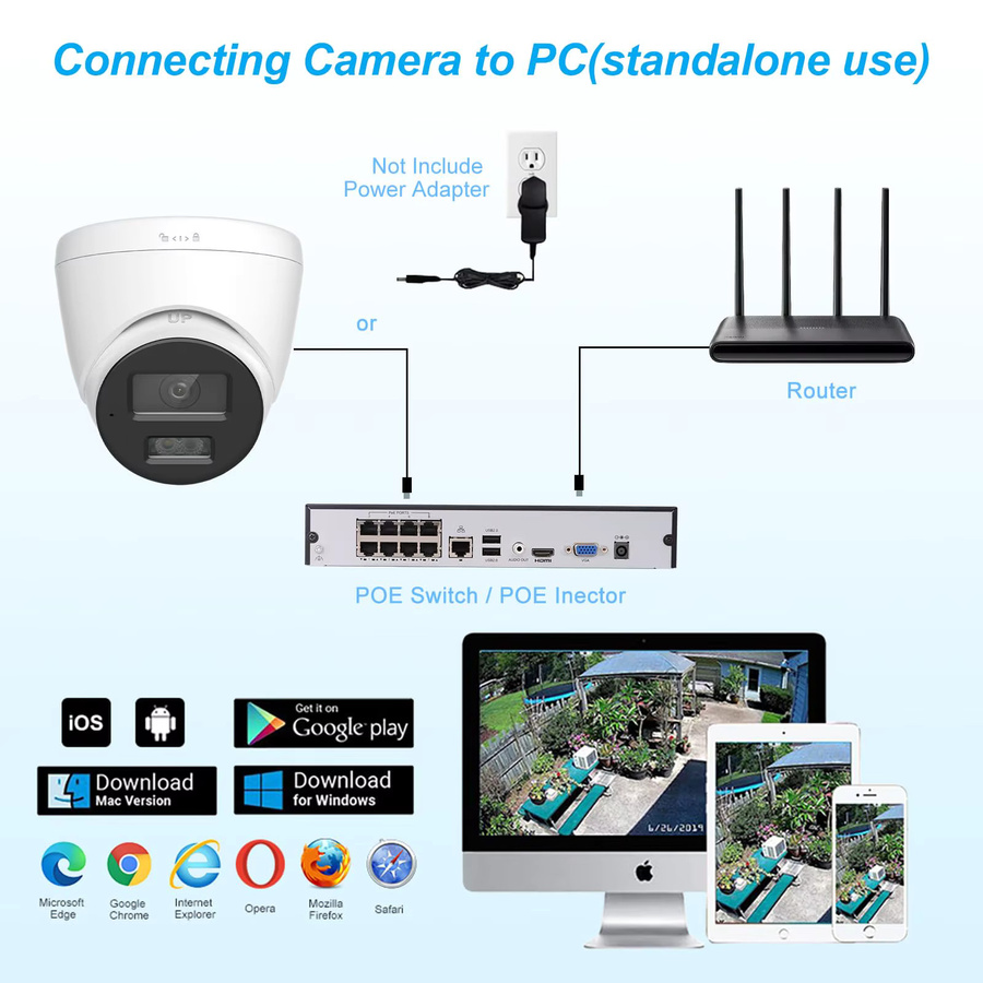 Anpviz 8MP Smart Dual-Light POE IP Kamera Outdoor ColorVU CCTV Videoüberwachung IP67 Weiß - Bild 4