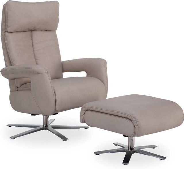 Relaxsessel vito VARIETY 5.5 mit Ottomane in Beige/Weiß aus Leder und PUR-Schaum mit Metallgestell - Bild 1