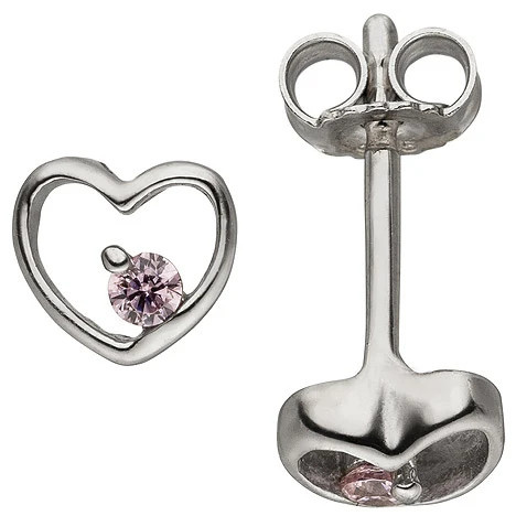 Colkid Kinder Ohrstecker Herz, 925 Silber, Zirkonia - Bild 1