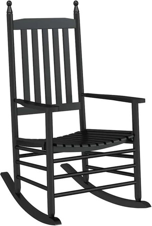 vidaXL Schaukelstuhl aus lackiertem Pappelholz in Schwarz mit gebogener Sitzfläche und Armlehnen B/T/H: 115 x 83 x 45 cm
