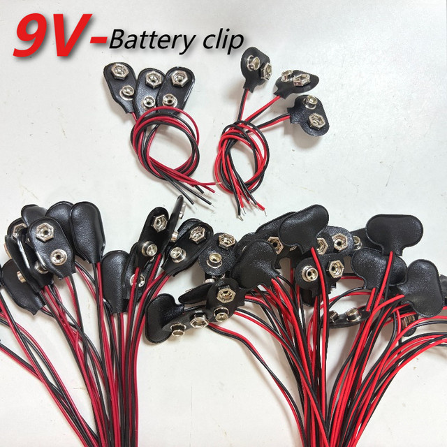 DIVEDEER 9V Batterie-Clips mit 2-Draht-Kabelverbindung in Schwarz, T-Typ oder I-Typ Anschlussclip für Batteriehalter - Bild 1