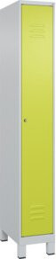 C+P Spind Classic PLUS Garderobenschrank mit 1 Abteil, Füße, Zylinderschloss, 3 Garderobenhaken, Farbe: Lichtgrau und Clowngrün, H x B x T: 195 x 30 x 50 cm - Bild 1