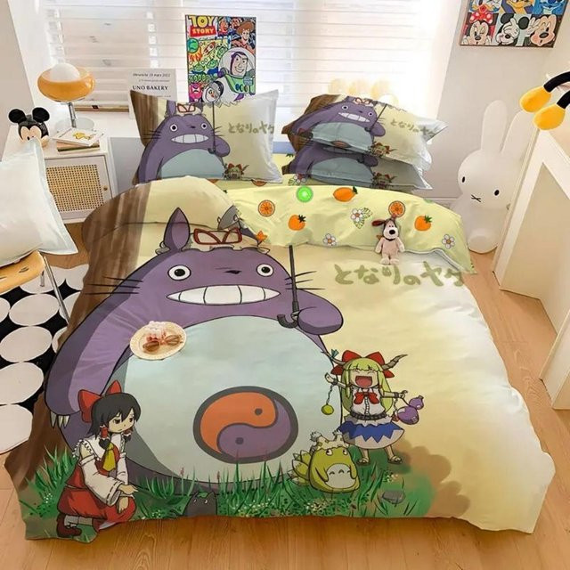Flylo Anime Totoro Bettwäscheset mit Bettbezug und Kissenbezug, Mehrfarbig, B/H: 135 x 200 cm - Bild 1