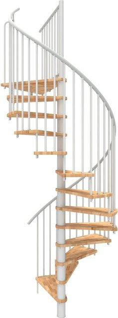 Minka Spiral Smart Spindeltreppe in Weiß mit Holzoptik für eine Geschosshöhe bis 305,5 cm - Bild 1