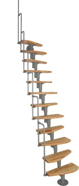 Minka Raumspartreppe Monaco aus Stahl und Holz in Silber und Grau mit 12 Stufen für eine Geschosshöhe bis 293 cm - Bild 1