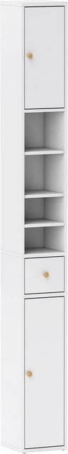 HOMCOM Badezimmerschrank aus Spanplatte und MDF in Weiß, H x B x T: 178 x 20 x 20 cm - Bild 1