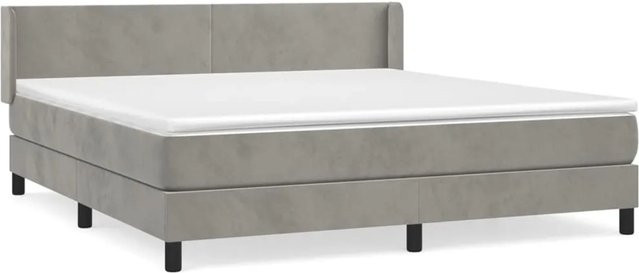 vidaXL Boxspringbett mit Matratze in Grau aus Samt, Hybrid-Design mit Taschenfederkern, B/T/H: 180 x 200 x 78 cm - Bild 1