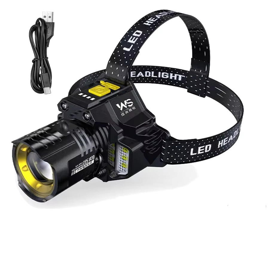 XIWANGFIRE USB wiederaufladbares LED-Kopflicht mit COB-LED, zoombarer wasserdichter Scheinwerfer in Schwarz für Outdoor-Aktivitäten wie Laufen, Angeln und Radfahren - Bild 5