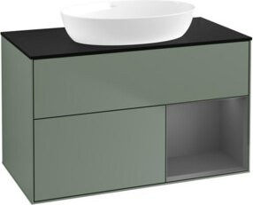 V&B Waschtischunterschrank Finion 100 mit Wandbeleuchtung, Lackiert, B/T/H: 100 x 50,1 x 50,1 cm - Bild 1