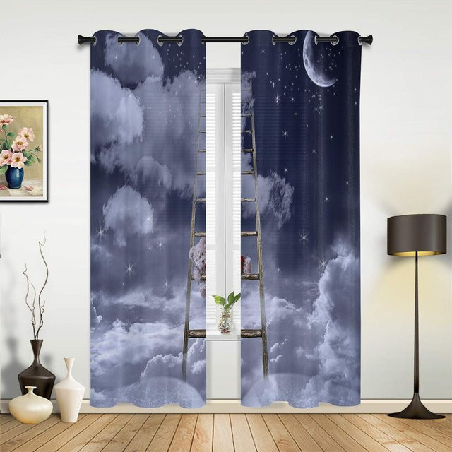 Super Six Fenstervorhang mit Nachthimmel-Motiv aus Polyester, Grau, Breite: 135 cm, Höhe: 60 cm - Bild 1