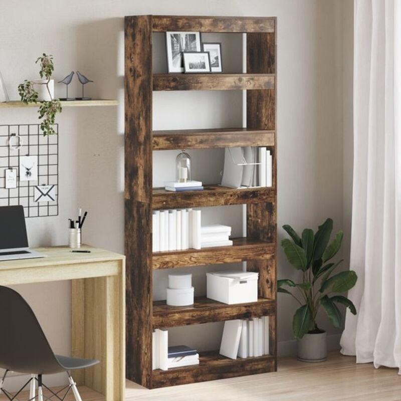 Bücherregal Vidaxl in Räuchereiche, Braun, Holzwerkstoff, B/T/H: 80 x 30 x 198 cm - Bild 1