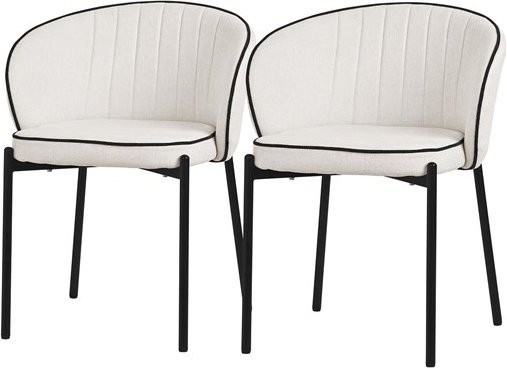 Set aus 2 Esszimmerstühlen mit Armlehnen und Rückenlehne von ML-Design in Beige mit Metallfüßen - Bild 1