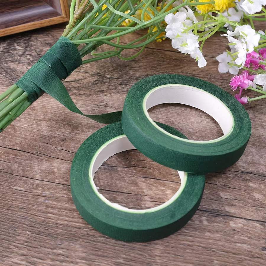 Grünes Floristenband aus Papier für Blumensträuße und DIY-Dekoration, 20 m Rolle, Breite: 0,7 cm - Bild 3