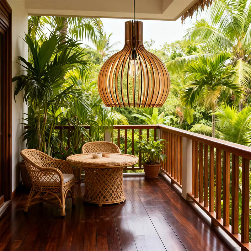 LINCCW Holz Pendelleuchte im Vogelkäfig-Design als dekorativer Kronleuchter für Wohnzimmer, Esszimmer und Flur - Bild 4