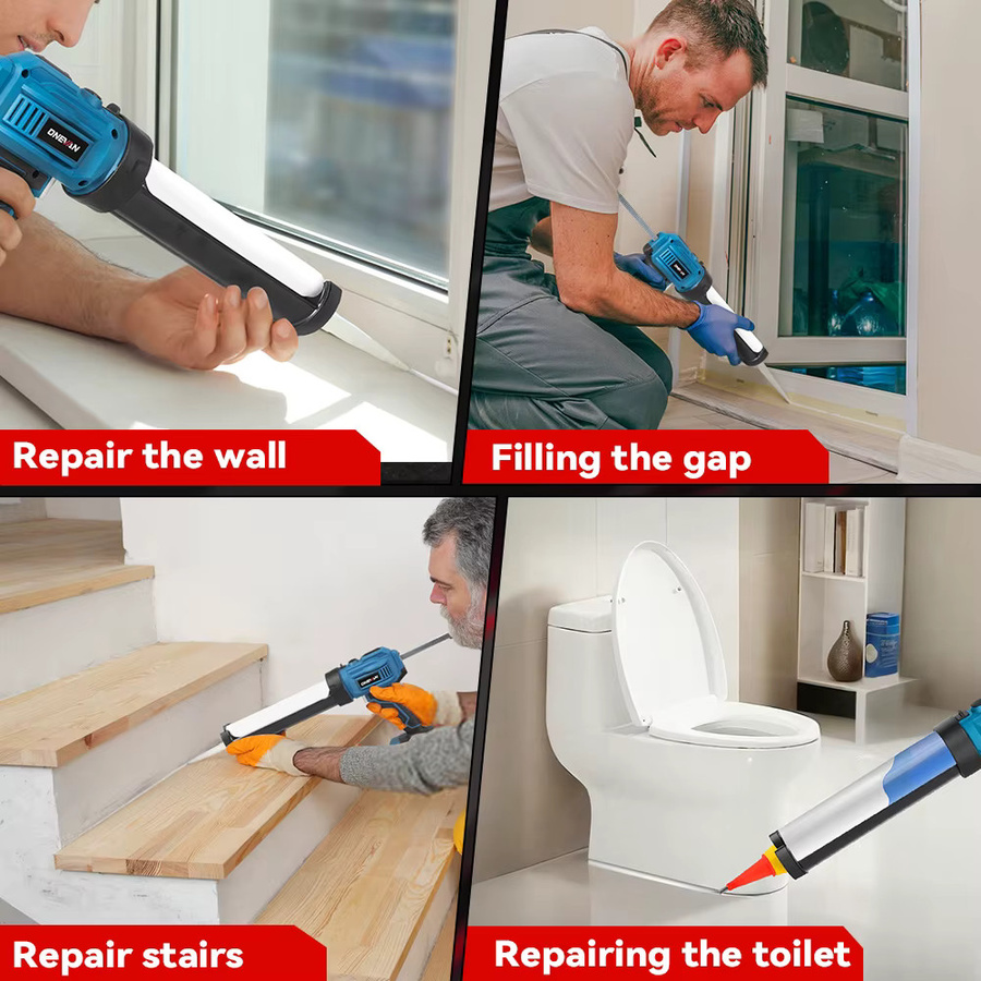 ONEVAN Akku-Kartuschenpistole Blau, Schnurlose elektrische Glasklebepistole kompatibel mit Makita 18V Akku - Bild 5