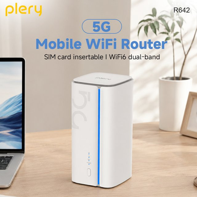 PLERY R642 5G WiFi6 Router in Weiß mit Unisoc UDX710, Dual-Band 2,4GHz und 5,8GHz, CAT19 LTE CPE mit Gigabit LAN für bis zu 32 Geräte gleichzeitig - Bild 1