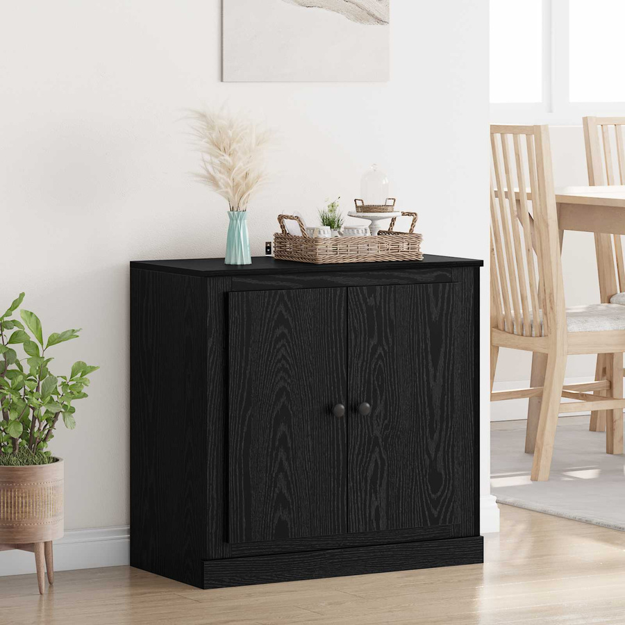 vidaXL Sideboard in Schwarz und Eichen-Optik, rustikaler Holzwerkstoff, B/T/H: 70 x 35,5 x 67,5 cm - Bild 2
