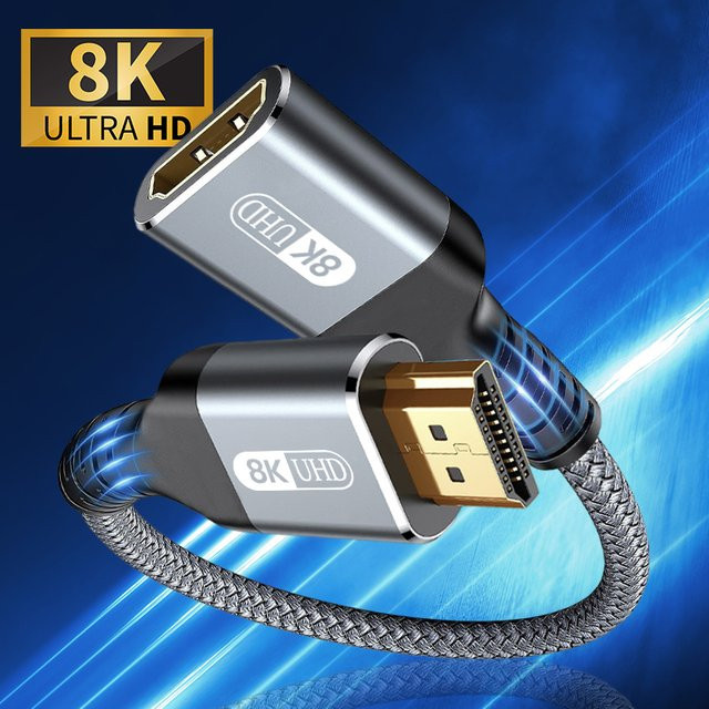NIERBO HDMI 2.1 Verlängerungskabel mit Nylon-Geflecht, unterstützt 8K@60Hz, 4K@120Hz und 48 Gbit/s - Bild 1