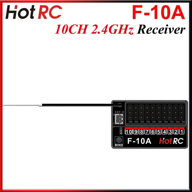 HotRC 10CH 10 Kanal 2,4 GHz F-10A PWM Empfänger für CT-10B HT-10A Sender Fernbedienung - Bild 1