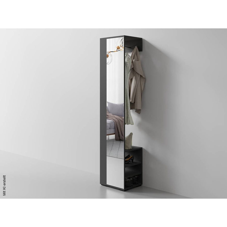 Hochschrank BEN byLIVING Anthrazit mit Spiegel, Breite: 40 cm, Höhe: 184 cm, Tiefe: 35 cm - Bild 2