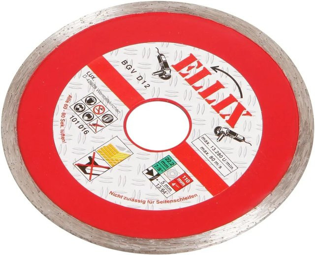 ELLIX Diamant-Trennscheibe Vollrand für Fliesen in Rot, Durchmesser: 115 mm, Dicke: 2 mm - Bild 1