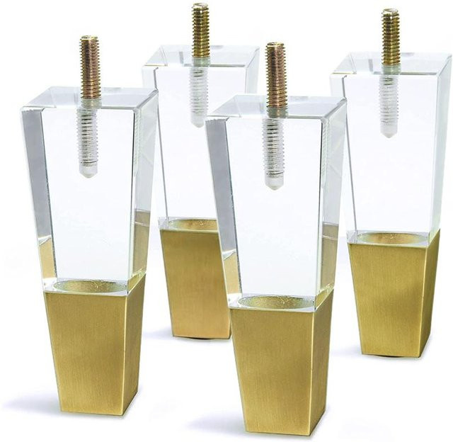 Binchi Outdoor Equipment 4er-Set quadratische Acryl-Möbelbeine in Gold und Transparent, Höhe: 12 cm - Bild 1