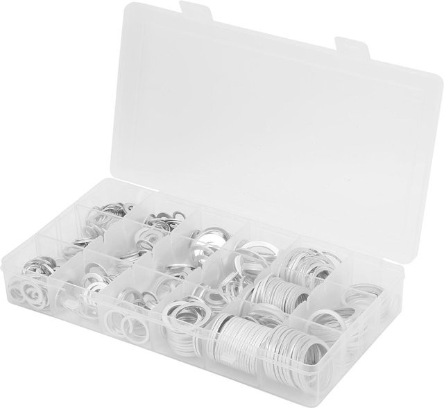 TOMTOP JMS Aluminium Unterlegscheiben Set in Silber, 450 Stück, hochtemperaturbeständig, flach - Bild 1