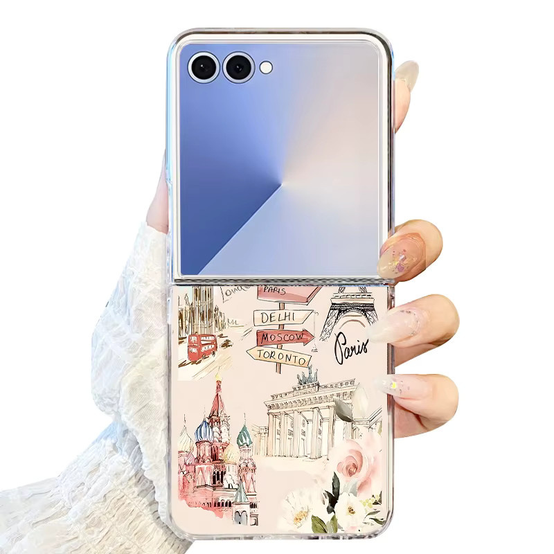 Transparente Reisekarten-Muster Handyhülle aus hartem PC für Samsung Galaxy Z Flip 7, 6, 5, 4, 3 - Bild 3