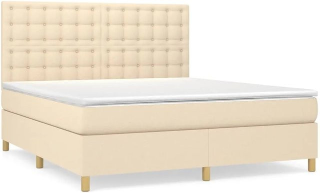 vidaXL Boxspringbett Hybrid mit Matratze und Taschenfederkern in Beige, B/T/H: 160 x 200 x 128 cm - Bild 1