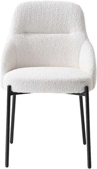 Vente-unique Stuhl Liamona in Weiß mit Bouclé-Stoff und Metallgestell, Höhe: 53 cm - Bild 1