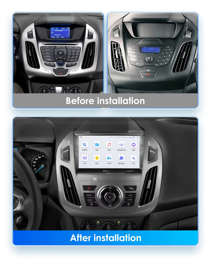 Hizpo Android Autoradio mit 9 Zoll Display für Ford Transit Connect und Ford Tourneo Connect 2013 - 2018 inklusive Carplay, GPS und 360 Grad Kamera Unterstützung - Bild 3