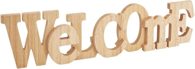VBS Holz-Schriftzug Welcome in Beige aus MDF-Holz mit Ösen zum Aufhängen - Bild 1