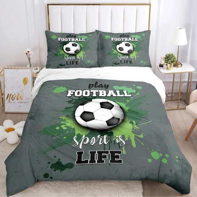 Fußball Bettwäsche-Set von Lodestar mit Bettbezug und Kissenbezug, Grün, Microfaser, B/H: 135 x 200 cm - Bild 1
