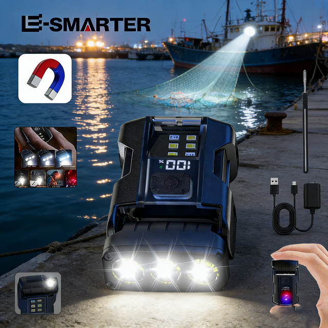 ESMARTER USB-aufladbare magnetische LED-Arbeitsleuchte in Schwarz mit Batterieanzeige und 7 Modi - Bild 1