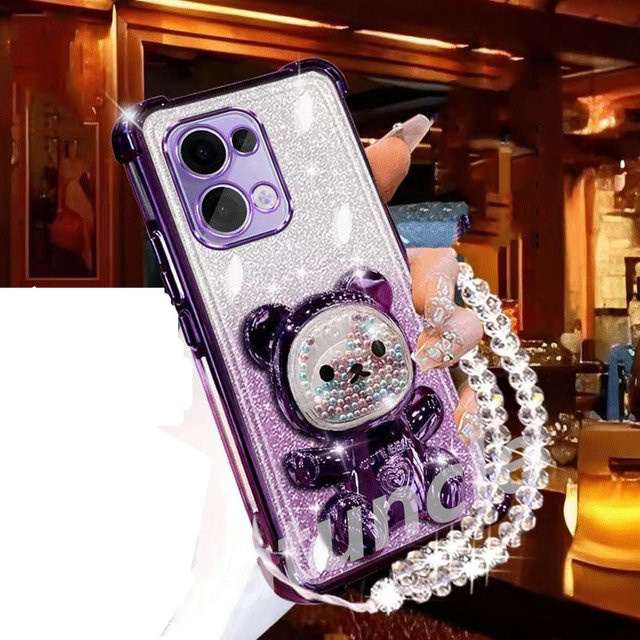 Glitzernde Bären-Handyhülle mit Armband für Xiaomi POCO X7 Pro F7 Ultra X6 X5 F6 F3 M6 Pro C65 C75 C71 in Blau - Bild 1