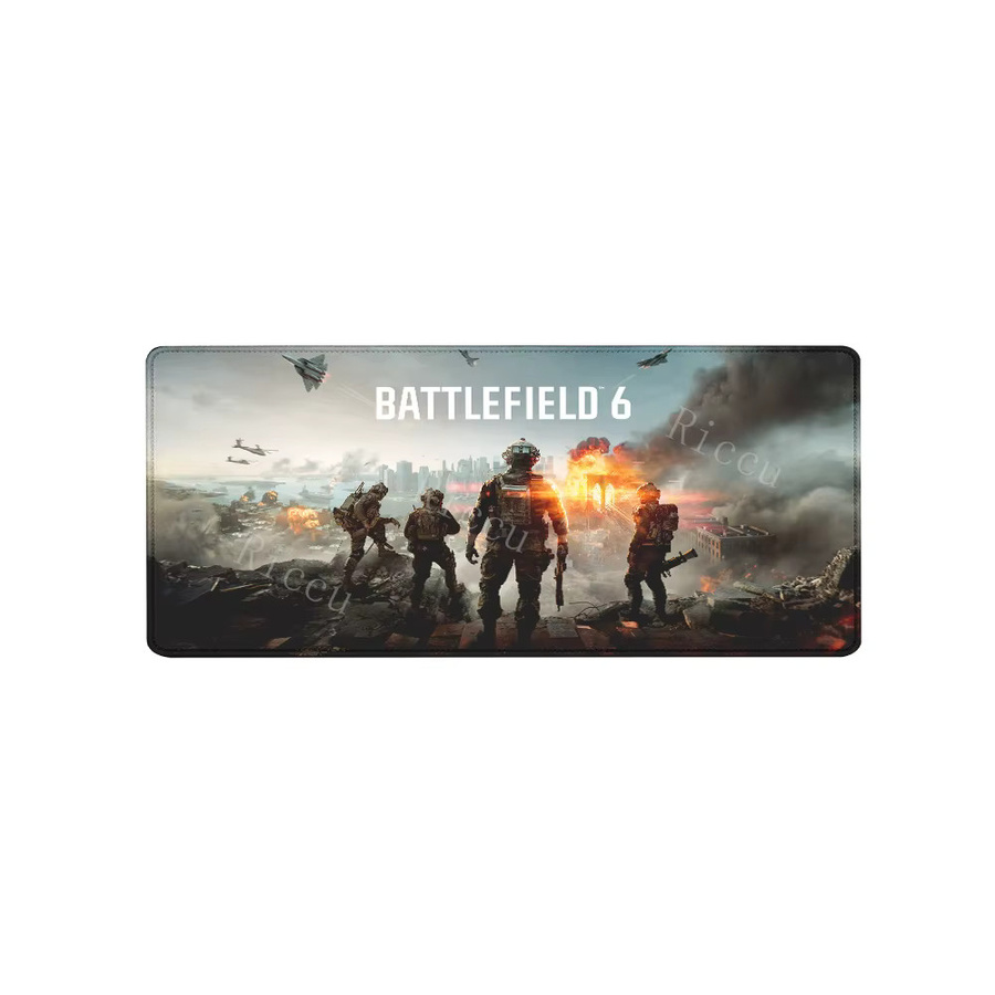 Riccu Battlefield 6 XXL-Schreibtischunterlage in Multicolour mit HD-Druck und Overlock-Kante für Gaming und E-Sport - Bild 5