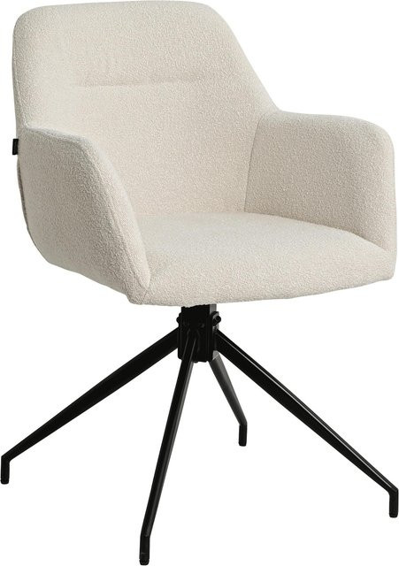 CLP Esszimmerstuhl Merlinda beige, drehbarer Polsterstuhl mit Teddystoff, Sessel mit Armlehnen und 360 Grad Schwenkfunktion - Bild 1