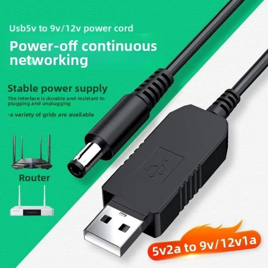 USB-Boost-Modul Konverter DC 5V auf 12V oder 9V mit 5,5x2,1mm Stecker in Schwarz für Router, WLAN-Modem und Lüfter via Powerbank - Bild 2