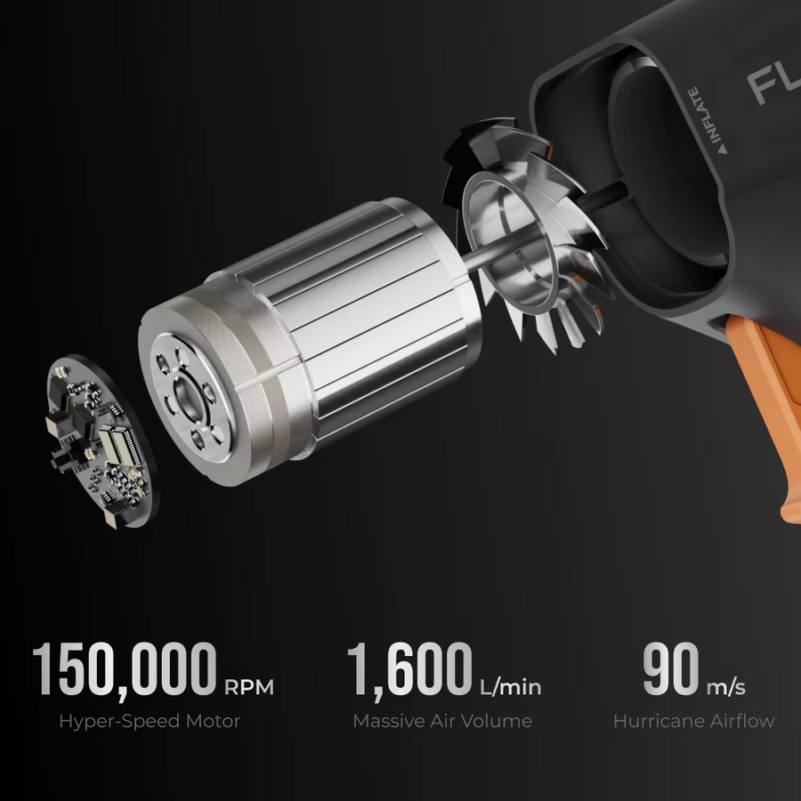 FLEXTAIL Max Blast 300 Elektrischer Luftstaubsauger-Lüfter in Schwarz mit 150000 U/min und bürstenlosem 3-Gang Motor - Bild 3