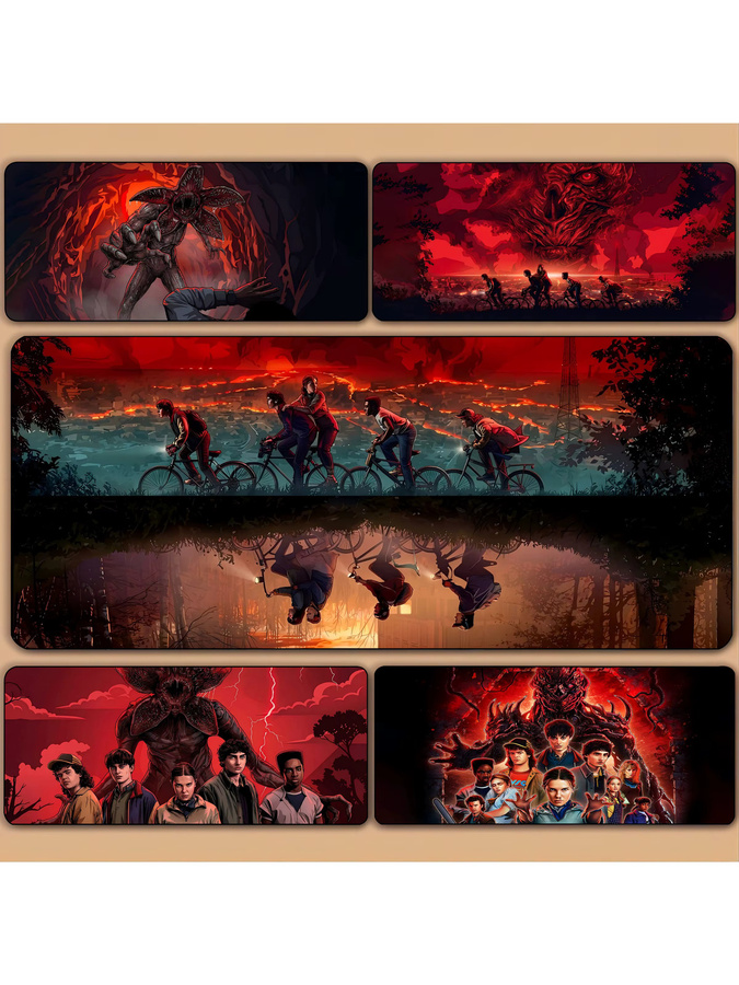 Potdemiel Mousepad Stranger Mouse Design in Multicolour, XXL Schreibtischunterlage für Gamer mit HD-Druck und rutschfester Unterseite, B/T: 90 x 40 cm - Bild 3