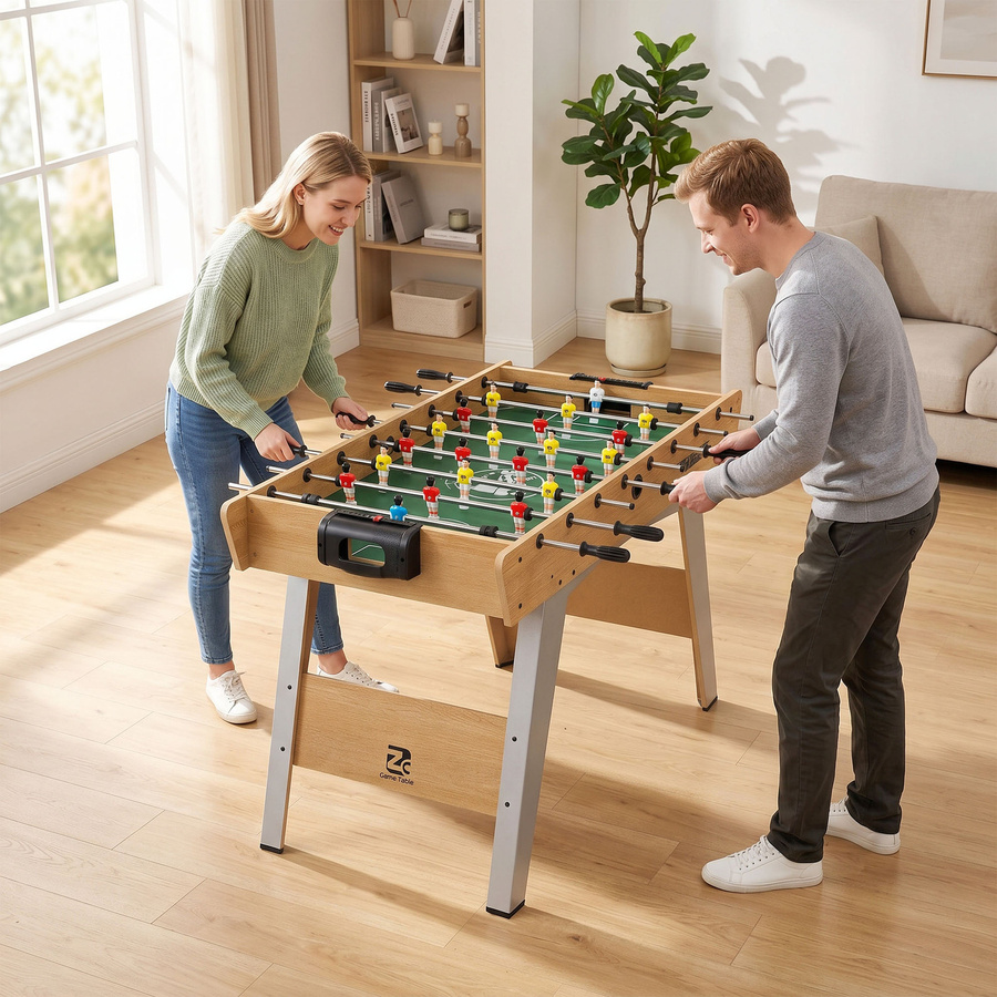 Aosom Tischkicker Kickertisch, mit 22 Kicker, 2 Bälle, Naturholz - Bild 2