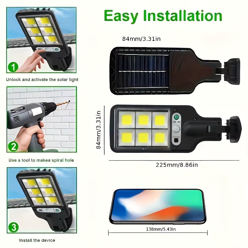 NEWBIRTH LED Solar Außenleuchte mit Bewegungsmelder, moderne COB Hofwandlampe in Schwarz für Garten, Terrasse und Garage - Bild 6