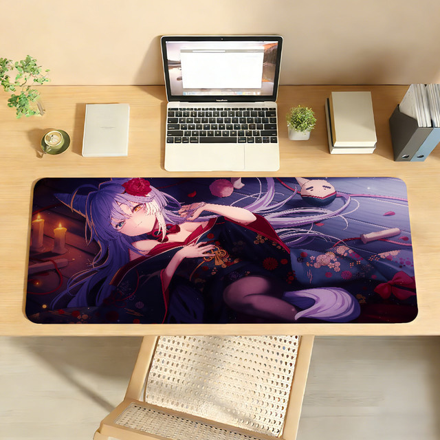 Großes Gamer-Mauspad T-Tenko Shibuki Mädchen Design, rutschfeste Schreibtischunterlage in Multicolour für PC und Laptop - Bild 1