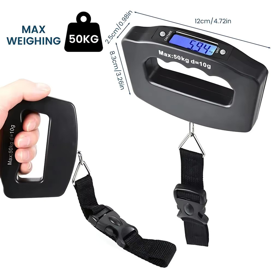 DIDA BEAR Digitale Reisewaage mit LCD-Display in Schwarz, Tragbare elektronische Gepäckwaage bis 50 kg - Bild 4