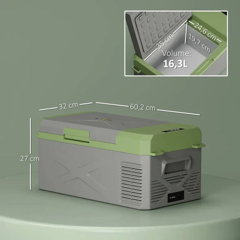 Outsunny Kompressor Kühlbox mit ECO Modus und Gefrierfunktion, 16,3 Liter, Grau-Grün, B/H/L: 32 x 60,2 x 27 cm - Bild 4