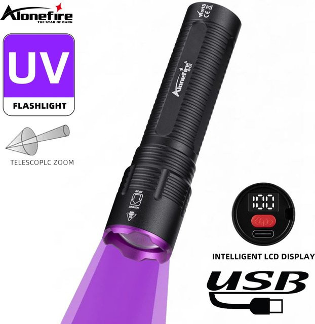 Alonefire UV Taschenlampe mit 20W Leistung für 365nm und 395nm zur Detektion von unsichtbarer Tinte, Markern und Urinspuren - Bild 1