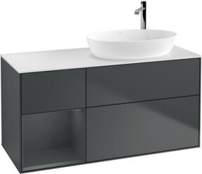 V&B Waschtischunterschrank Finion mit Wandbeleuchtung, Grau lackiert, Breite: 120 cm, Tiefe: 50,1 cm, Höhe: 50,1 cm - Bild 1