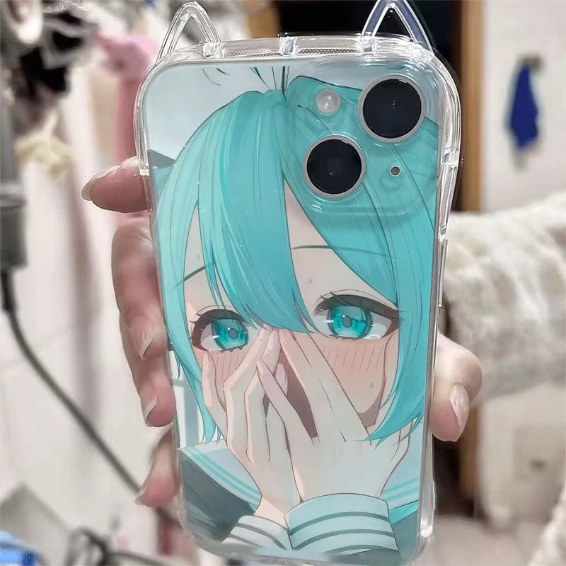Transparente Handyhülle mit süßem Comic-Mädchen und Kätzchen für iPhone Modelle 7 bis 16 Pro Max sowie SE und XR - Bild 4