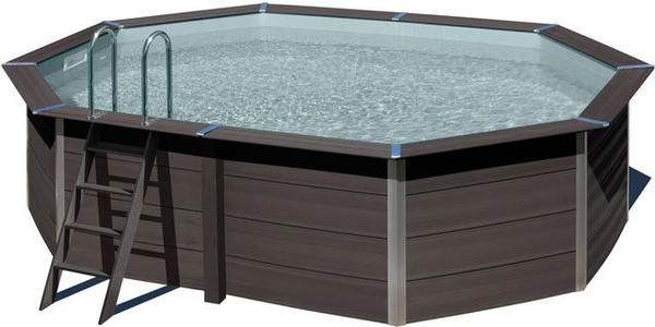 Gre Composite Pool Avantgarde Oval in Anthrazit mit Sandfilteranlage und Bodenschutzvlies, B/T/H: 524 x 386 x 124 cm